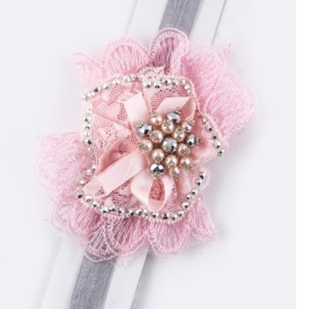 Baby Lace Flower Bow Stretch Headband